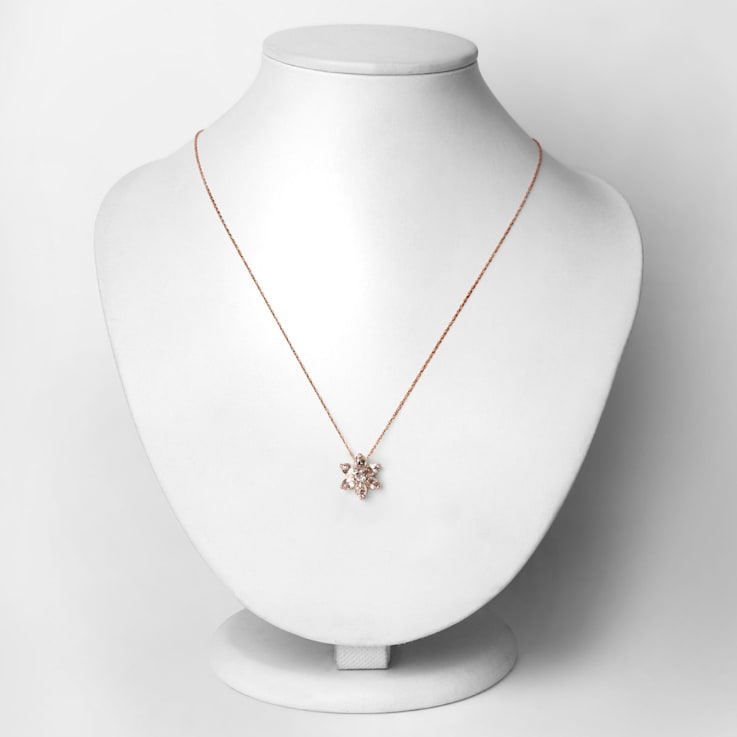 Peach Morganite 10K Rose Gold Floral Cluster Necklace For Friend  0.99ctw