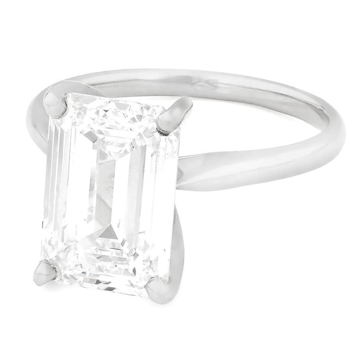 Lab-Grown Diamond Emerald-Cut Solitaire Ring In 14K White Gold 4.00ct