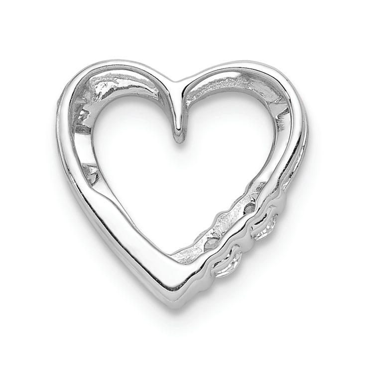 Rhodium Over 14k White Gold Diamond Heart Chain Slide Pendant