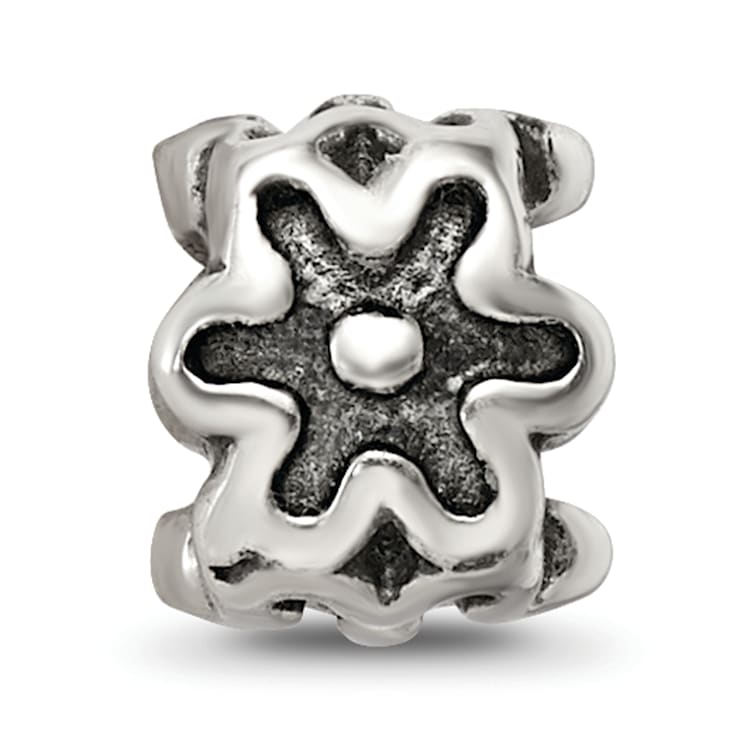 Sterling Silver Antiqued Flower Bead