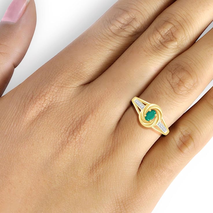 Green Emerald 14K Gold Over Sterling Silver Ring 0.33ctw