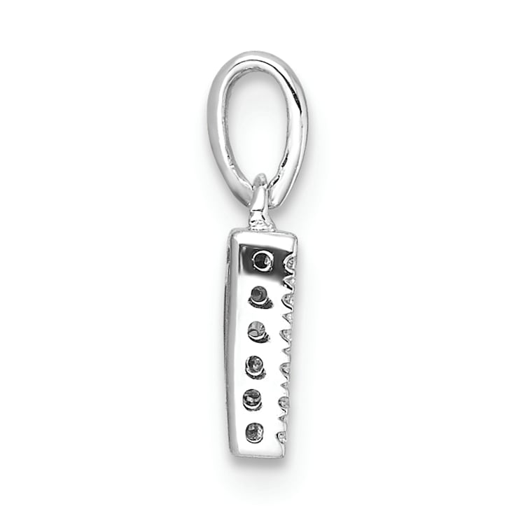 14K White Gold Diamond Letter D Initial with Bail Pendant