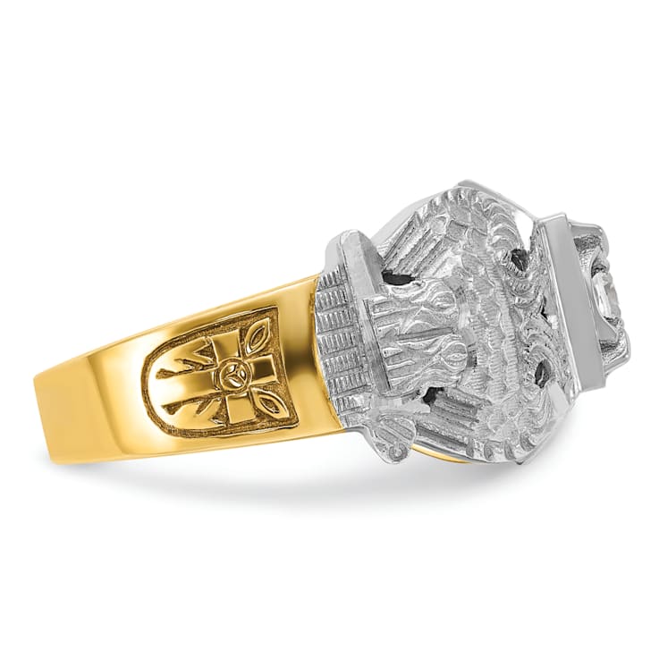 10K Two-tone Yellow and White Gold Men's Enamel and Diamond Eagle
Masonic Shriner's Ring 0.51ctw