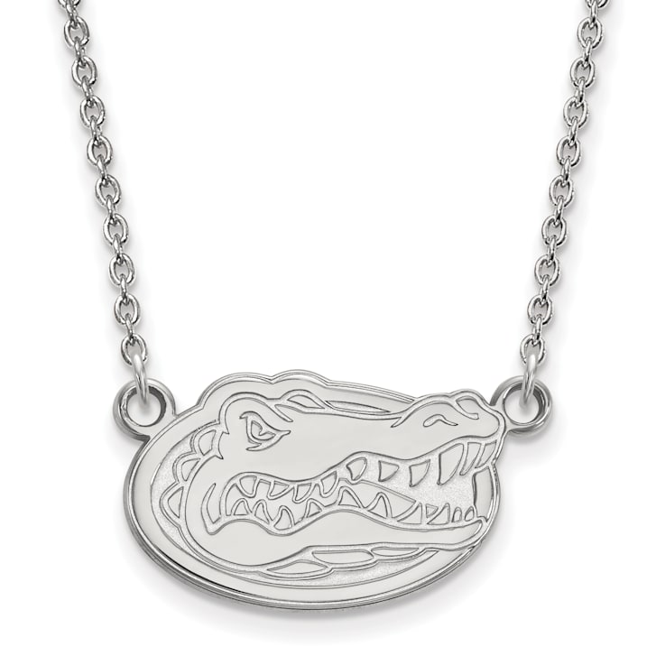 Rhodium Over Sterling Silver LogoArt University of Florida Small Pendant Necklace
