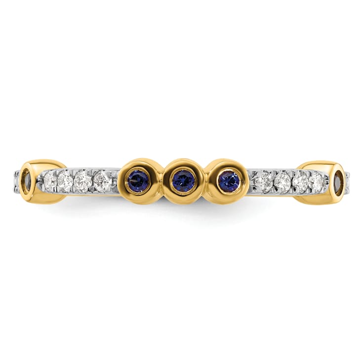 14K Yellow Gold Stackable Expressions Lab Created Sapphire and Diamond
Ring 0.23ctw