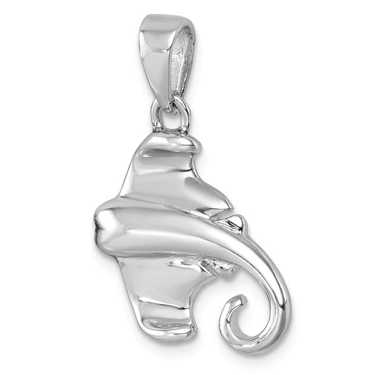 Rhodium Over Sterling Silver Polished Cownose Stingray Pendant