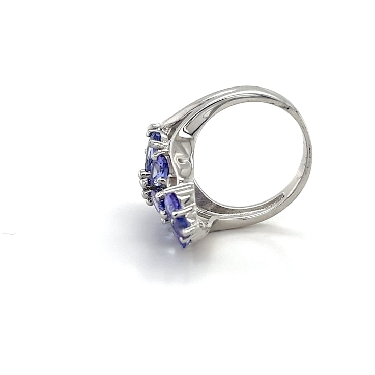 Rhodium Over Sterling Silver Mixed Shape Tanzanite Ring 4.31ctw