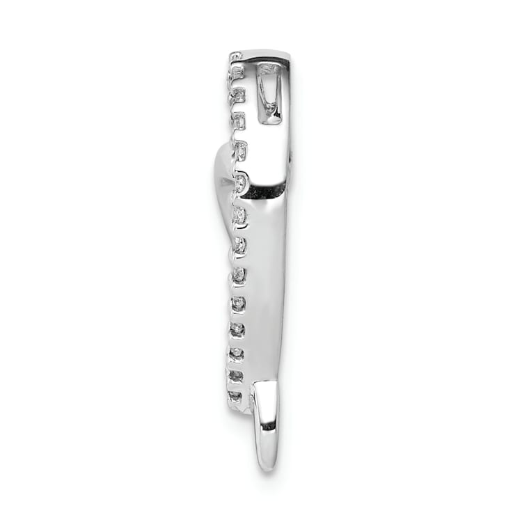 Rhodium Over 14k White Gold Diamond Heart Chain Slide