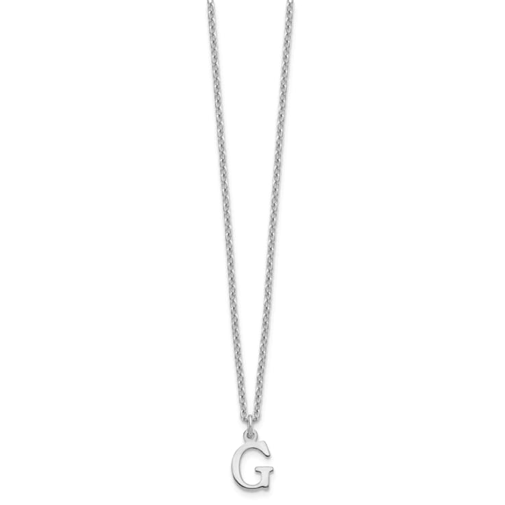 Rhodium Over Sterling Silver Cutout Letter G  Initial Necklace