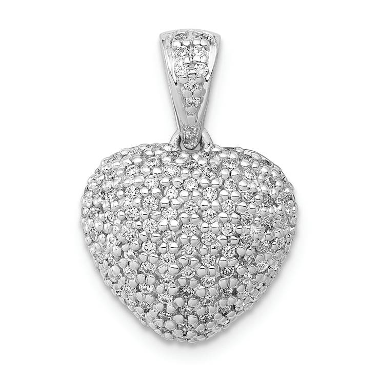 Rhodium Over 14k White Gold Diamond Heart Pendant