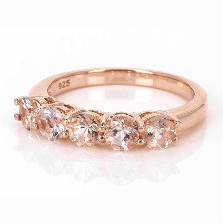 Morganite Band Ring In 18K Rose Gold Over Sterling Silver 0.94ctw