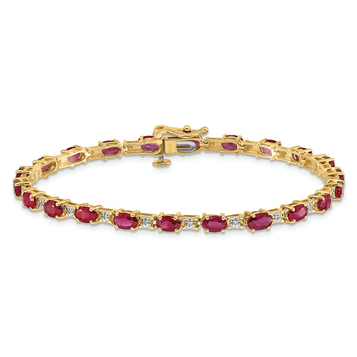 14k Yellow Gold and 14k White Gold Diamond and Ruby Bracelet