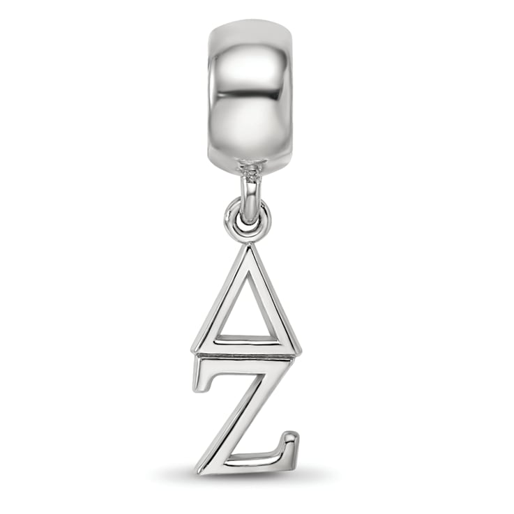 Rhodium Over Sterling Silver LogoArt Delta Zeta Vertical Letters Bead