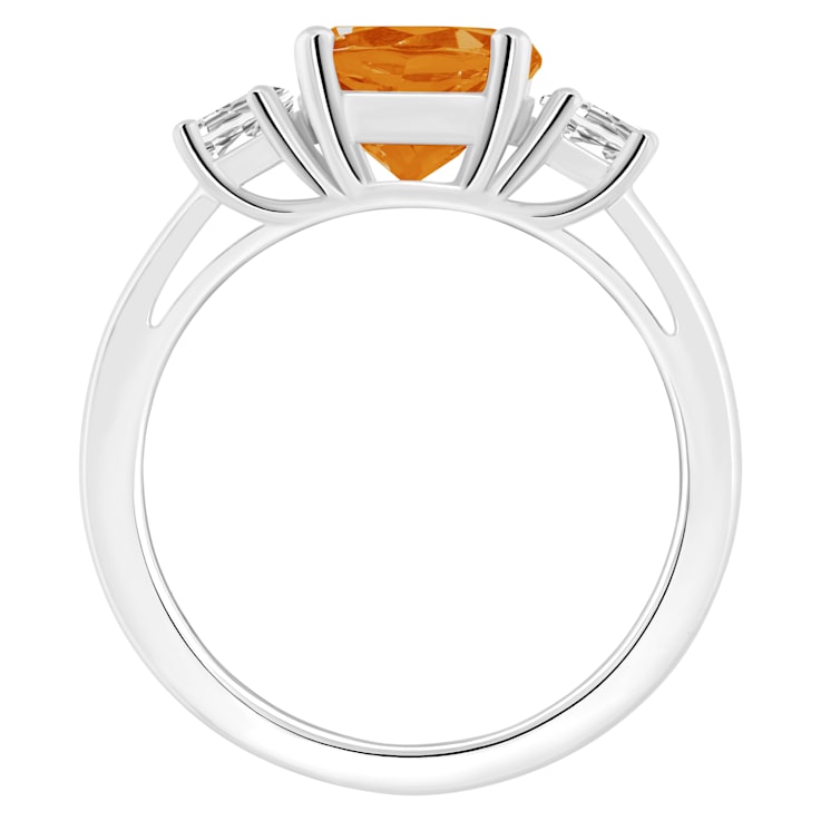 8mm Round Citrine And White Topaz Rhodium Over Sterling Silver 3-Stone Ring