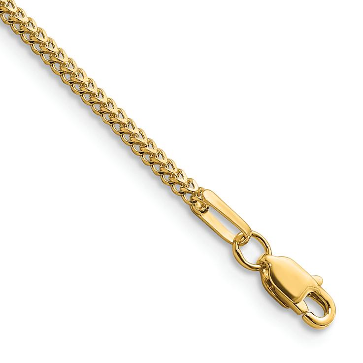 14k Yellow Gold 1.3mm Franco Link Chain Bracelet