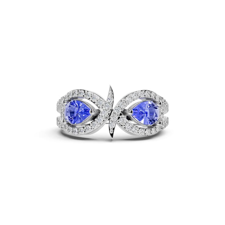 14K White Gold Tanzanite and Diamond Ring 0.67 ctw