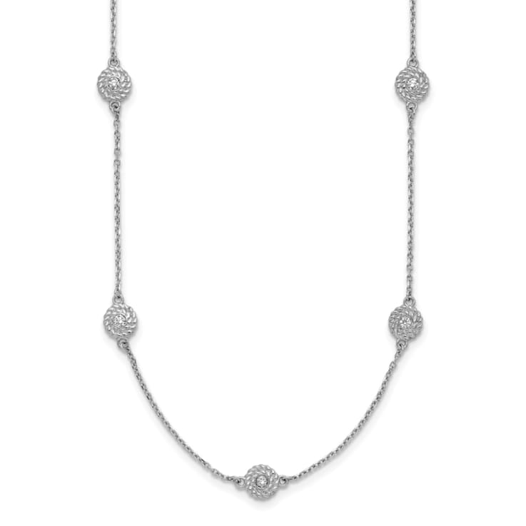 14K White Gold Diamond Circles 16 Inch with 2 Inch Extension Necklace