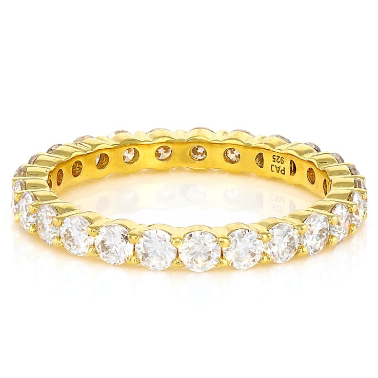 Classic Moissanite Eternity Band Ring In 14K Gold Over Sterling Silver
