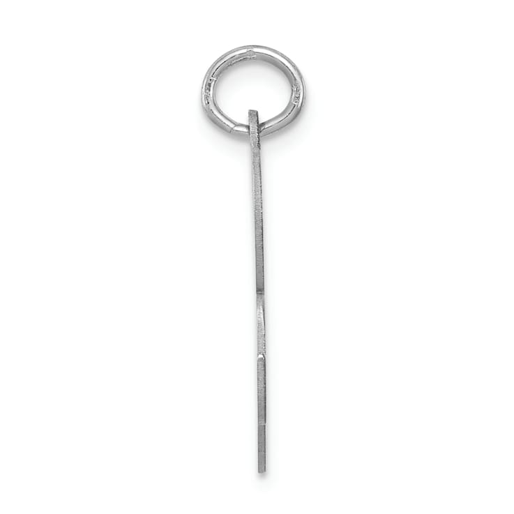 Rhodium Over Sterling Silver Fancy Script Letter R Initial Charm