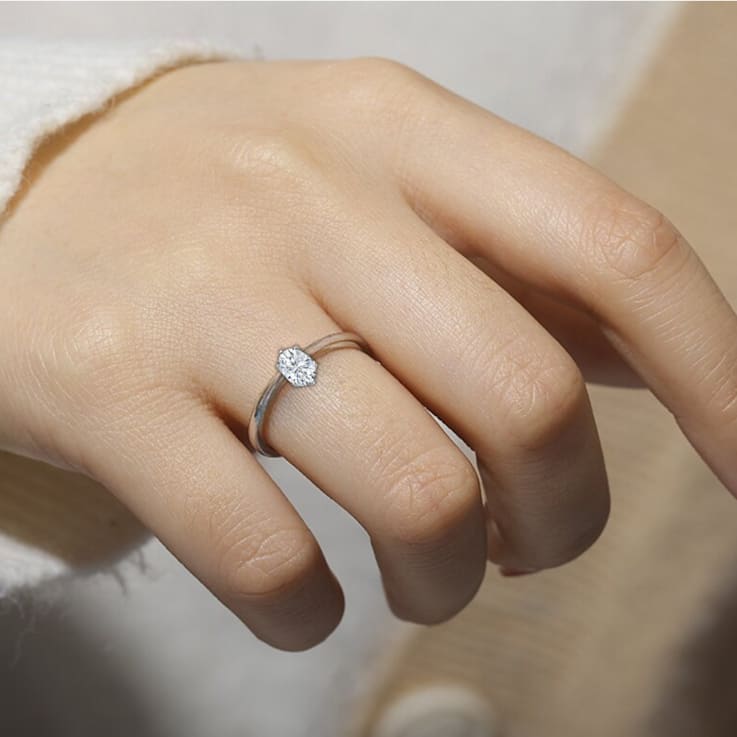 Oval Moissanite Sterling Silver Solitaire Ring, 1.00ct