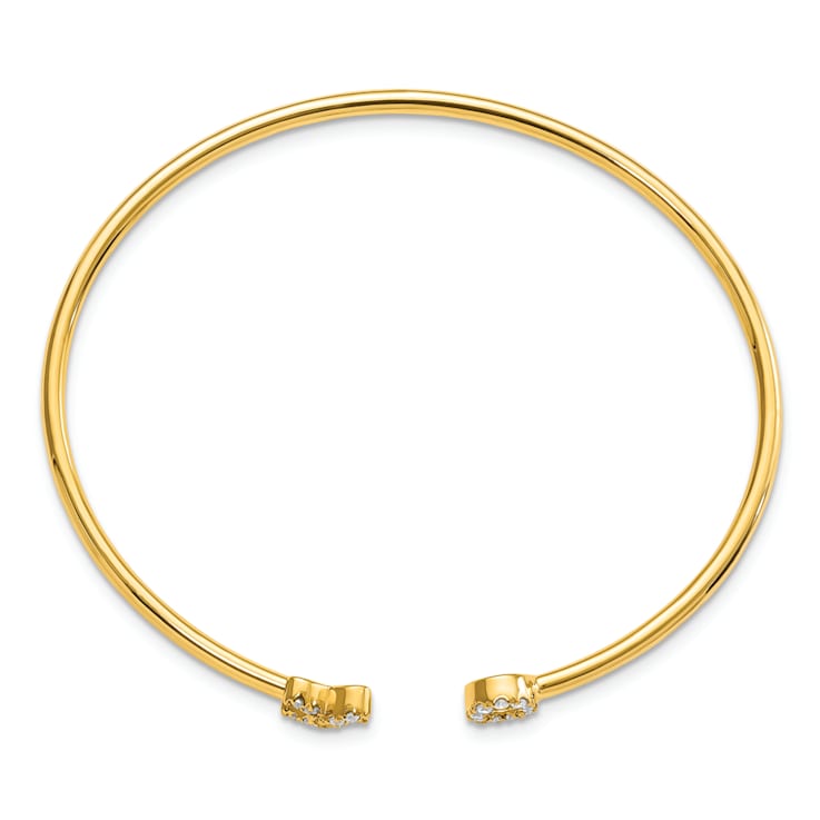 14k Yellow Gold Diamond X and O Cuff Bangle