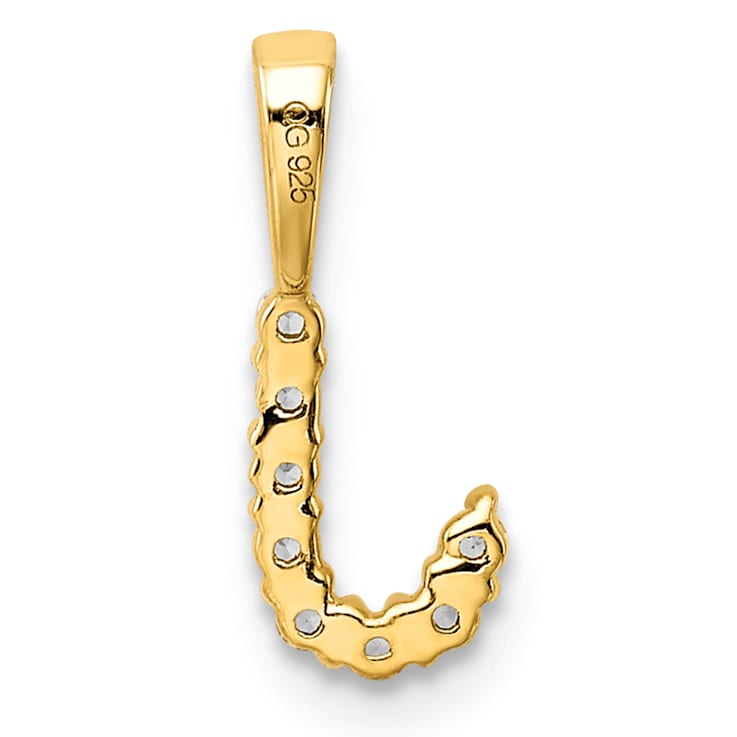 14K Yellow Gold Lab Grown Diamond Letter J Initial Pendant