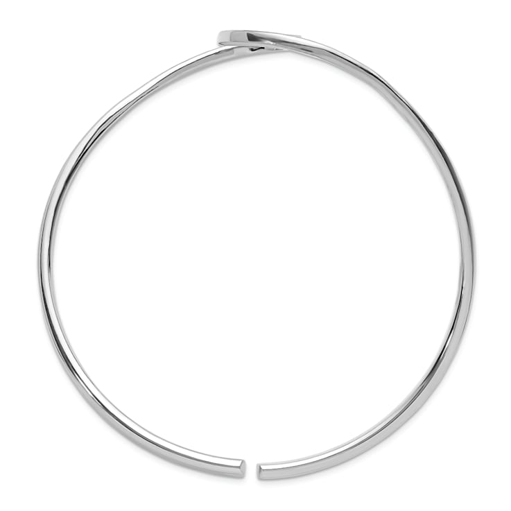 Rhodium Over Sterling Silver Polished Wave Bangle