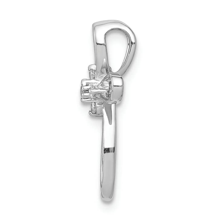 Rhodium Over 10k White Gold Diamond Cross Chain Slide Pendant