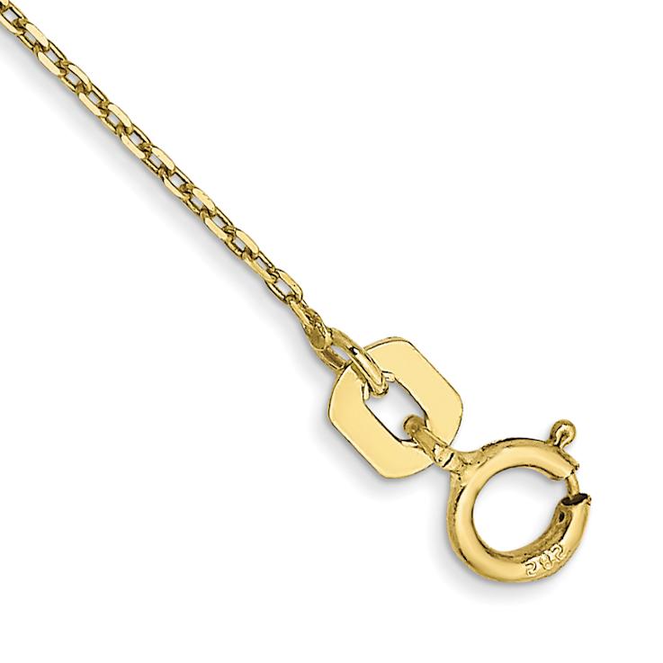 10k Yellow Gold Diamond-Cut Cable Link Anklet