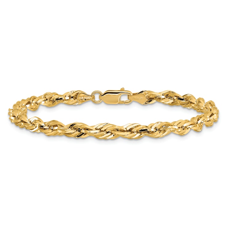 14k Yellow Gold 4.25mm Rope Link Bracelet, 7 Inches