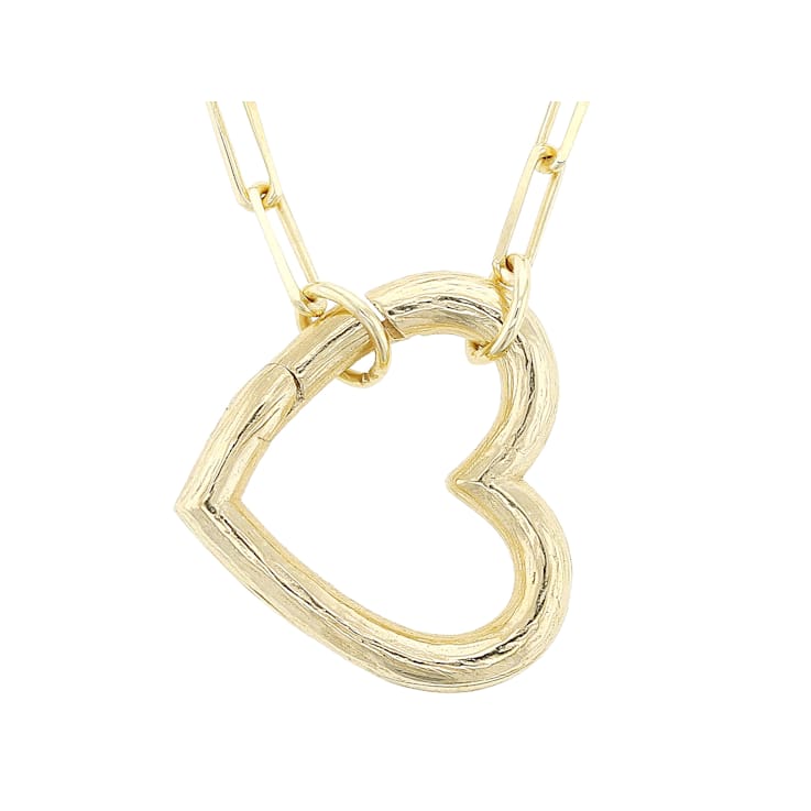 Heart Paperclip Pendant Necklace In 18K Gold Over Sterling Silver 2.3mm
18 Inch