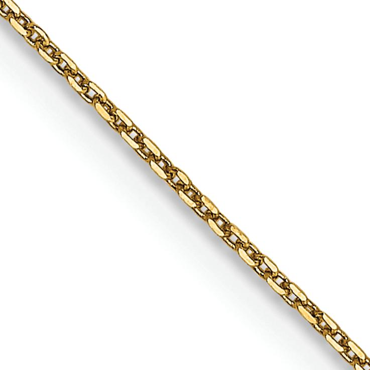 14k Yellow Gold 0.65mm Diamond-Cut Solid Round Open Link Cable 18 Inch Chain