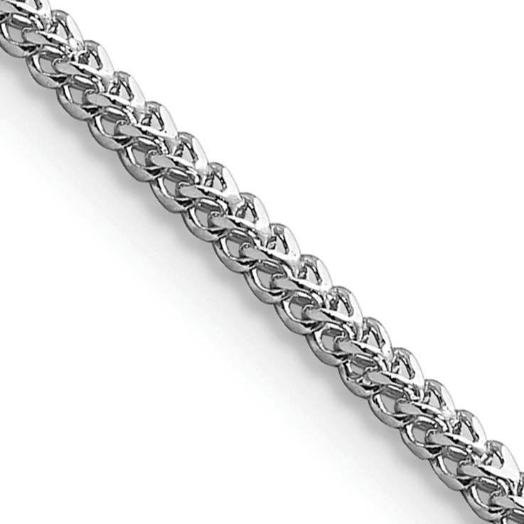 Rhodium Over 14k White Gold 1.3mm Solid Franco 24 Inch Chain
