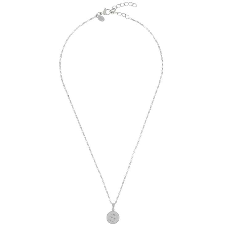 Initial S Charm Pendant Necklace In Silver-Tone
