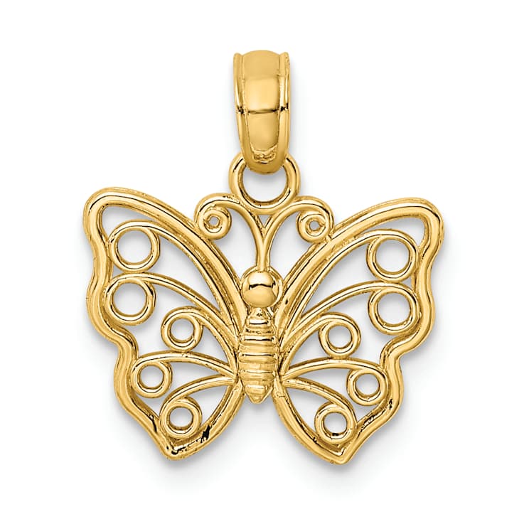 10K Yellow Gold Textured Cut-Out Small Butterfly Charm