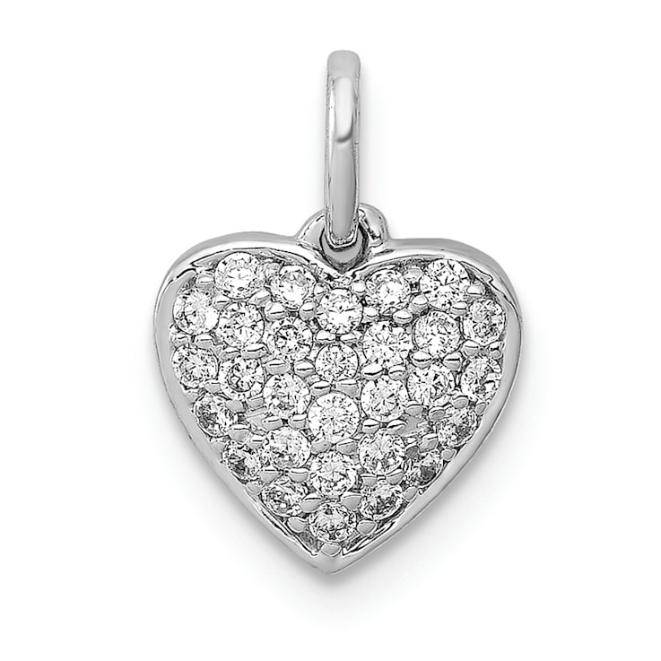 Rhodium Over 14k White Gold Diamond Heart Pendant