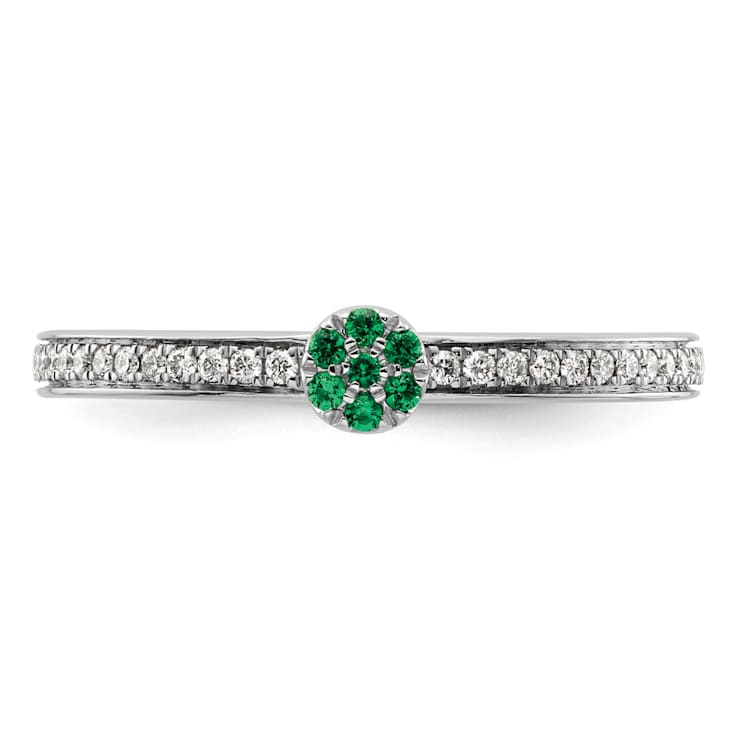 14K White Gold Stackable Expressions Lab Created Emerald and Diamond
Ring 0.075ctw