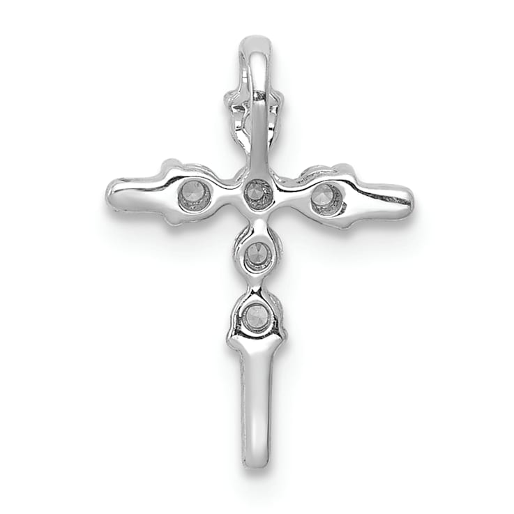 Rhodium Over 14k White Gold Diamond Cross Chain Slide Pendant