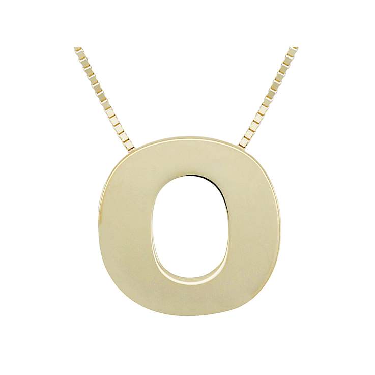 Block Letter O Initial Necklace In 10K Yellow Gold