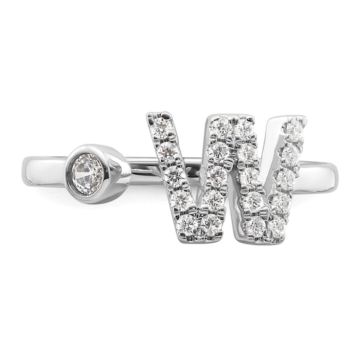 Rhodium Over 14K White Gold Lab Grown Diamond VS/SI GH, Initial W
Adjustable Ring