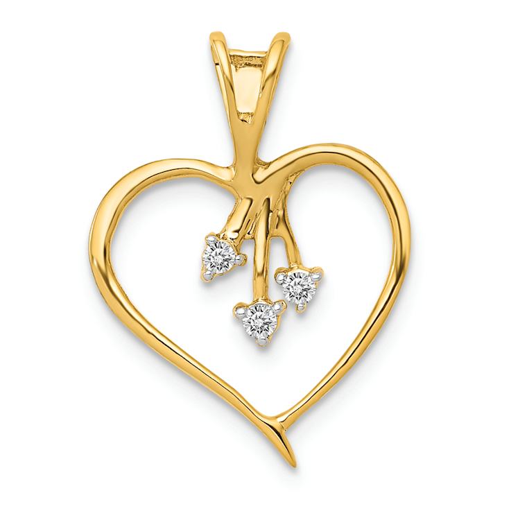 14k Yellow Gold Diamond Heart Pendant