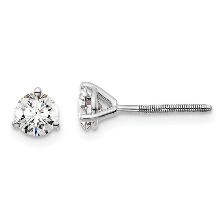 14K White Gold Lab Grown Diamond 2/3ctw VS/SI GH Screw Back 3-Prong Earrings