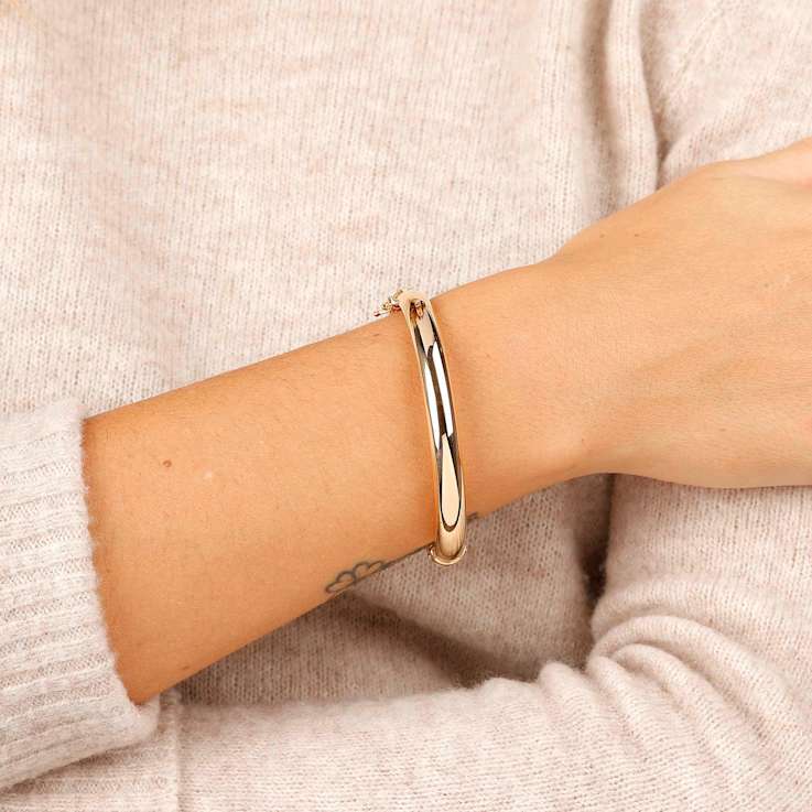 18K Yellow Gold Plated Over Sterling Silver 8 mm Bangle Bracelet