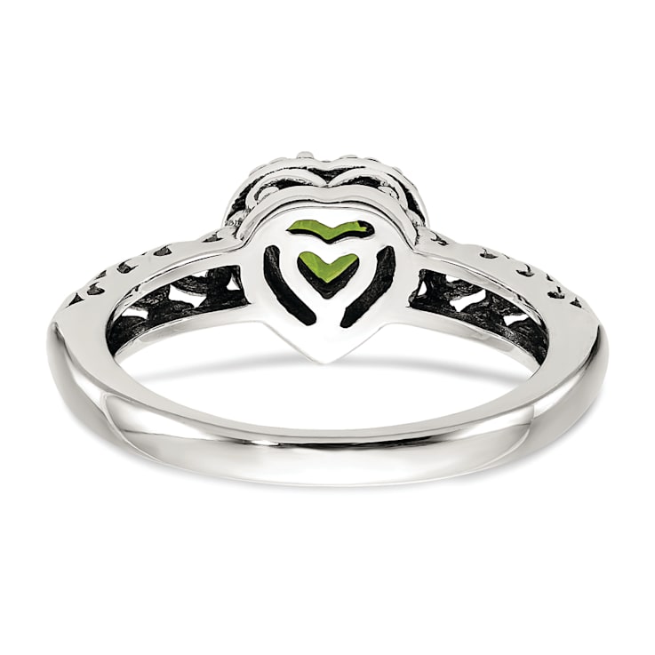 Sterling Silver with 14K Accent Antiqued Peridot Ring