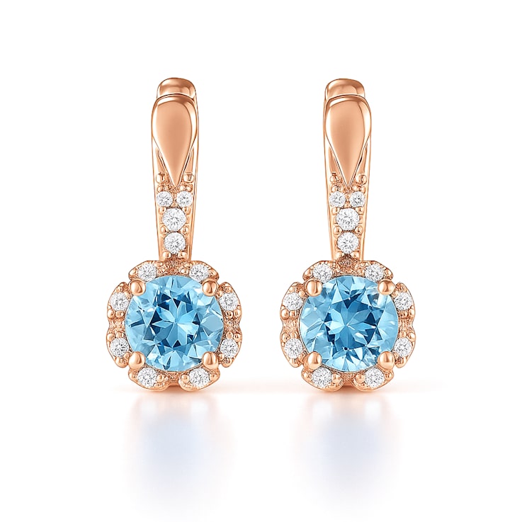 Blue Topaz 14K Rose Gold Over Sterling Silver Drop Earrings
