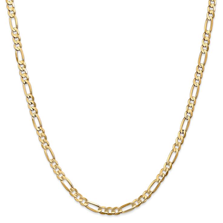 14k Yellow Gold 4.5mm Solid Concave Open Figaro 20 Inch Chain