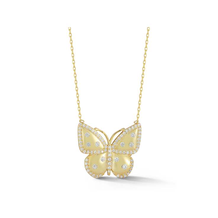 Sterling Statements 14K Yellow Gold Over Sterling Silver CZ Butterfly Necklace