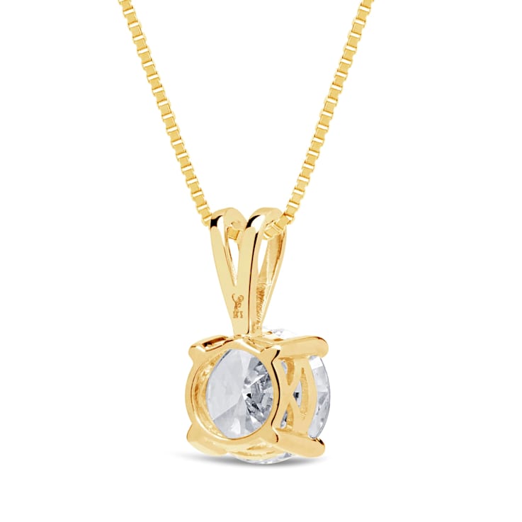 White Cubic Zirconia 14k Yellow Gold Pendant With Chain 2.00ctw