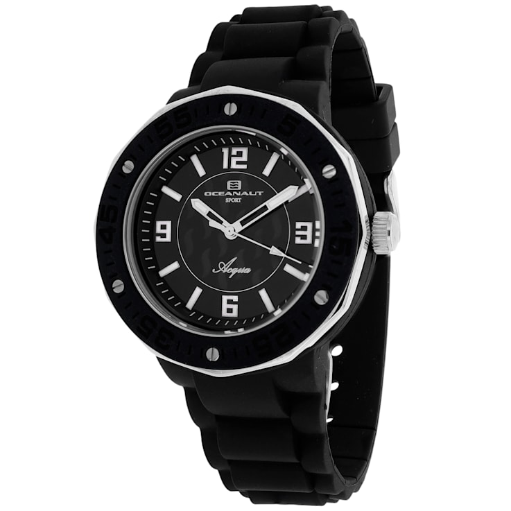 Oceanaut Women's Acqua Black Dial, Black Rubber Strap Watch
