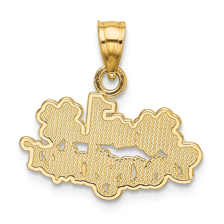 14k Yellow Gold Textured #1 Daughter with Flowers pendant
